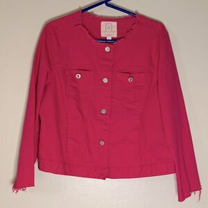 Relativity cotton pink raw hem denim jacket size Large